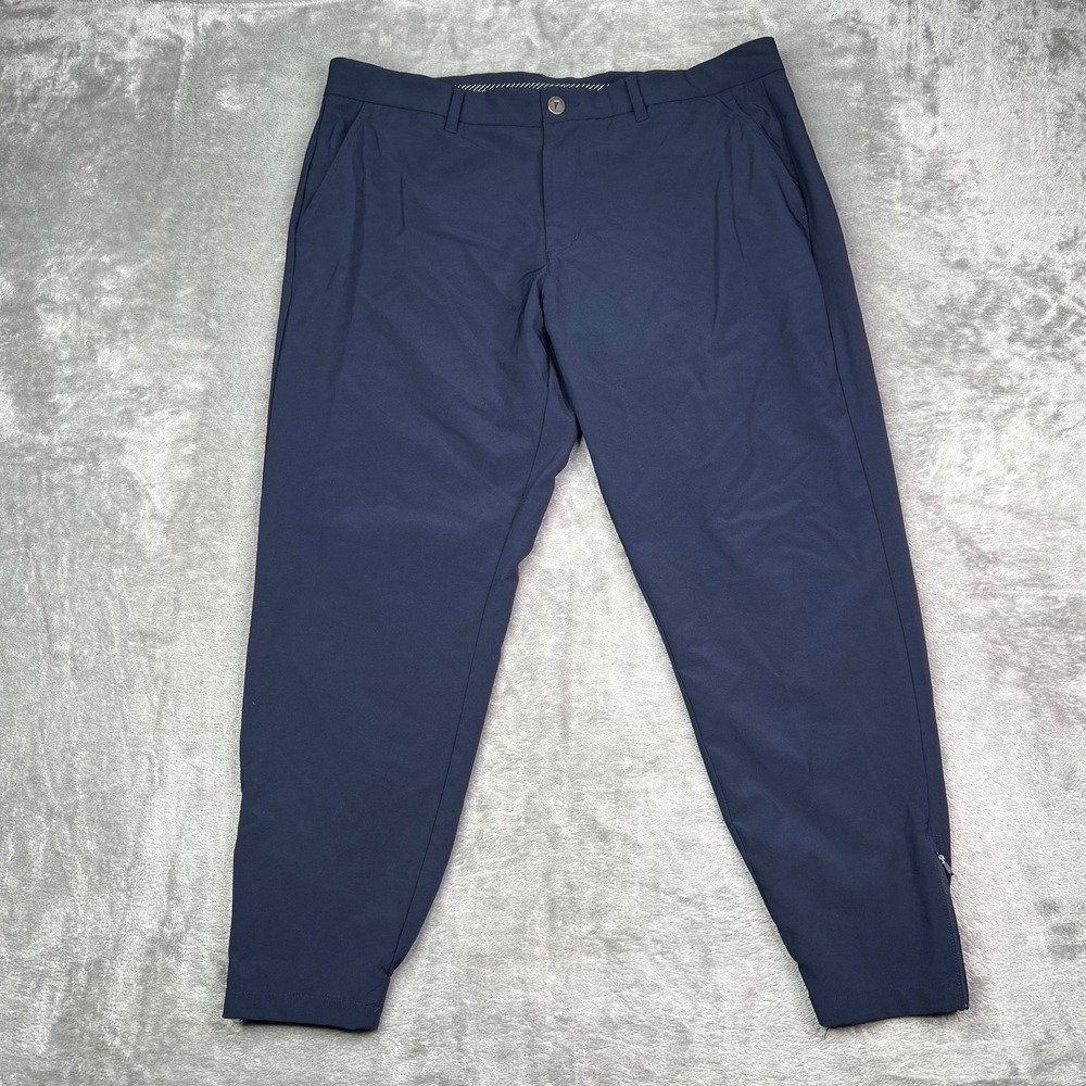 Primo Pants Mens 36 Short Blue Tapered Golf Performance Stretch Ankle Zip Jogger